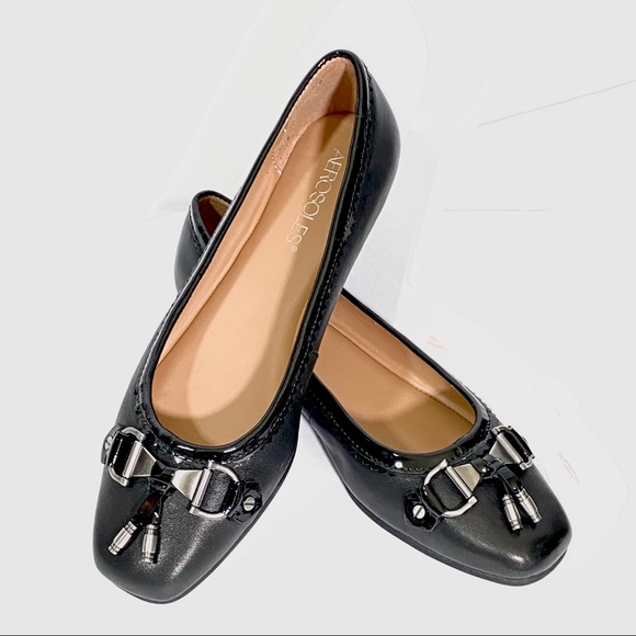 🏝 NWT Aeropostale Mint Jule Black Ballet Flat Womens Size 7 - Picture 1 of 13